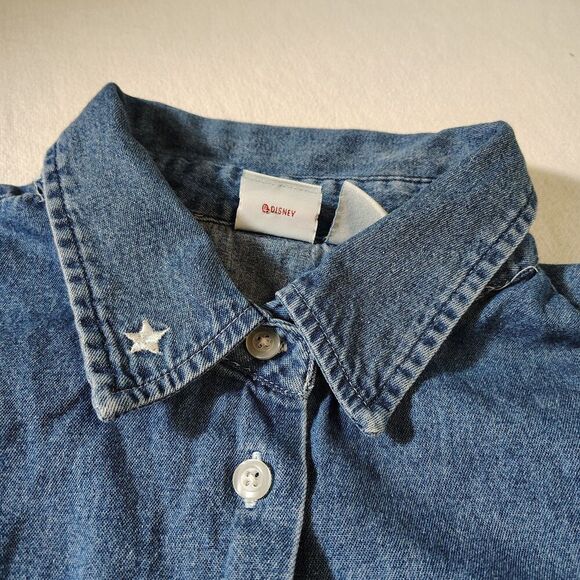 VTG 90s Disney Tigger Embroidered Sleeveless Denim Shirt Womens L Y2K Pooh Top - Picture 9 of 11